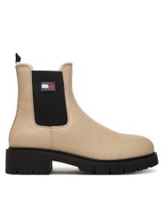 Tommy Jeans Sztyblety Tjw Chelsea Boot Wl EN0EN02826 Écru. Botki damskie Tommy Jeans, z jeansu, bez obcasa, na płaskiej podeszwie, bez zapięcia. Za 519.99 zł.