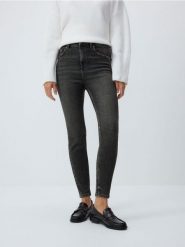 Jeansy high waist - beżowy. Brązowe jeansy damskie Reserved, z podwyższonym stanem. W wyprzedaży za 79.99 zł.