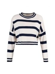 Trendyol Sweter w kolorze biało-granatowym rozmiar: M. Białe swetry klasyczne damskie Trendyol, m, bez kołnierzyka. Za 73.99 zł.