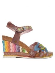 Laura Vita Sandały Balade 33 Niebieski. Niebieskie sandały damskie LAURA VITA, bez wzorów, ze skóry, bez obcasa, na koturnie, bez zapięcia. Za 429.99 zł.