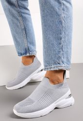 Szare Buty Sportowe na Grubej Podeszwie z Elastyczną Cholewką Tyla. Szare obuwie sportowe casual damskie Born2be. Za 54.99 zł.