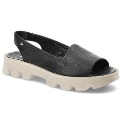 Czarne Sandały Karino Stylowe Obuwie Damskie. Czarne sandały damskie Karino, z aplikacjami, ze skóry, bez obcasa, bez zapięcia. Za 389.00 zł.