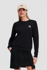 KARL LAGERFELD Czarna damska bluza Ikonik 2.0. Czarne bluzy damskie KARL LAGERFELD, s, bez wzorów, z bawełny, bez kaptura. W wyprzedaży za 393.99 zł.