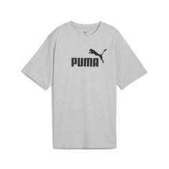 Damska luźna koszulka Essentials z logo No.1 PUMA. Czarne bluzki damskie Puma, bez wzorów, z gumy, sportowe, bez kołnierzyka, bez ramiączek. W wyprzedaży za 79.00 zł.
