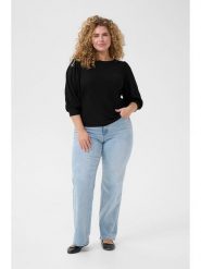 KAFFE curve Bluzka "Civena" w kolorze czarnym rozmiar: XL. Czarne bluzki damskie KAFFE curve, xl, bez wzorów, bez kołnierzyka, bez ramiączek. Za 74.11 zł.