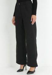 Czarne Spodnie Szerokie High Waist Ivan. Czarne spodnie materiałowe damskie Born2be, bez wzorów, z jeansu. Za 84.99 zł.