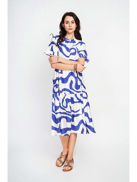 Le Jardin du Lin Sukienka w kolorze biało-niebieskim rozmiar: 40. Białe sukienki damskie Le jardin du lin, bez wzorów, klasyczne, bez ramiączek. Za 122.67 zł.