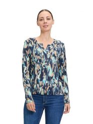 BETTY & CO Koszulka w kolorze granatowo-błękitno-karmelowym rozmiar: M. Brązowe koszulki damskie Betty & Co, m, bez wzorów, z bawełny, bez kołnierzyka, bez ramiączek. Za 91.77 zł.