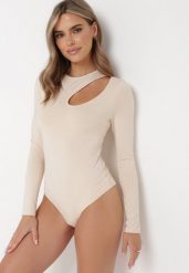 Jasnobeżowe Body z Długim Rękawem i Wycięciem Dugena. Brązowe body i gorsety Born2be, bez wzorów, z tkaniny. Za 84.99 zł.