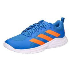 Buty halowe adidas Court Team 2.0. Niebieskie obuwie sportowe damskie Adidas, bez zapięcia, do biegania. Za 441.00 zł.