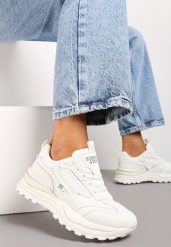 Białe Sneakersy z Ekoskóry ze Sznurowaniem i Ozdobnymi Naszywkami Ocellia. Białe obuwie sportowe casual damskie Renee, z jeansu. Za 89.99 zł.