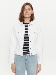 Tommy Hilfiger Kurtka jeansowa WW0WW41336 Biały Regular Fit. Białe kurtki damskie Tommy Hilfiger, bez wzorów, z bawełny, bez kaptura. Za 519.99 zł.