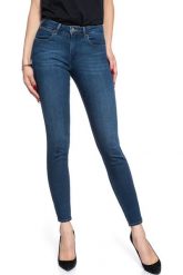 WRANGLER SKINNY DARK INDIGO W28KVQX1E 112128349. Niebieskie rurki damskie Wrangler, bez wzorów, z jeansu. Za 199.99 zł.