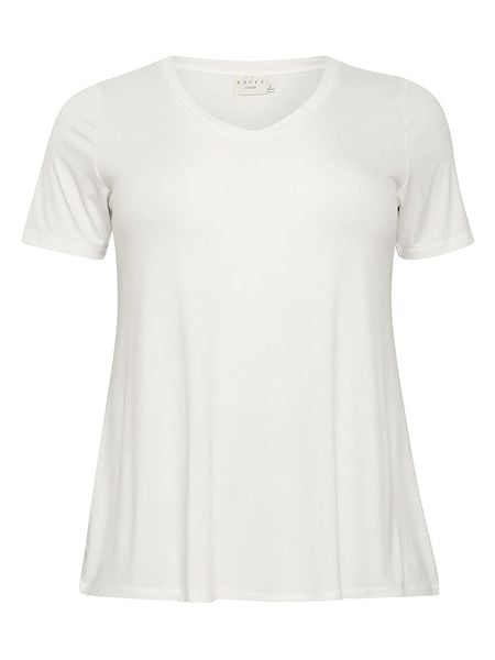 KAFFE curve Koszulka w kolorze białym rozmiar: M. Białe bluzki damskie KAFFE curve, m, bez wzorów, z wiskozy, bez kołnierzyka, bez ramiączek. Za 79.03 zł.