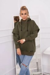 Bluza ocieplana z półgolfem khaki. Brązowe bluzy damskie KESI, l, bez wzorów, z bawełny, bez kaptura. Za 238.37 zł.