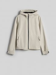 4F Kurtka softshell wiatroodporna membrana 5000 damska - kremowa M. Białe kurtki damskie 4F, l, bez wzorów, z softshellu, bez kaptura. Za 299.99 zł.