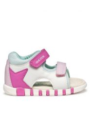 Geox Sandały B Sandal Iupidoo B5517B 0BC14 C0563 Biały. Białe sandały dziewczęce Geox, ze skóry, bez obcasa, bez zapięcia. Za 139.99 zł.
