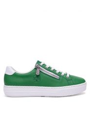 Rieker Sneakersy L59L1-52 Zielony. Zielone obuwie sportowe damskie Rieker, ze skóry, bez zapięcia. Za 229.99 zł.