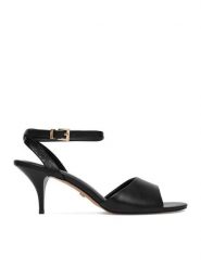 GINO ROSSI Sandały C-LT51-38 Czarny. Czarne sandały damskie Gino Rossi, bez wzorów, ze skóry, bez obcasa, na szpilce, bez zapięcia. Za 299.99 zł.