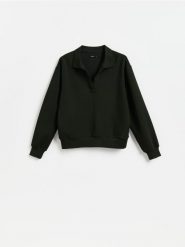 Bluza z dodatkiem modalu - morski. Zielone bluzy damskie Reserved, l, bez wzorów, z dzianiny, bez kaptura. Za 109.99 zł.