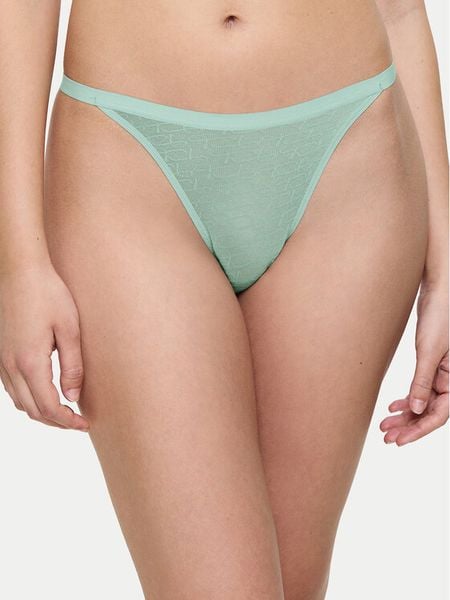 Triumph Stringi Signature Sheer 10216494 Zielony. Zielone stringi Triumph, bez wzorów, z syntetyku. Za 69.99 zł.