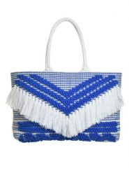 BLE Shopper bag w kolorze biało-niebieskim - 55 x 34 cm rozmiar: onesize. Białe shopper bag BLE, bez wzorów, z materiału, na ramię, bez dodatków. Za 80.45 zł.