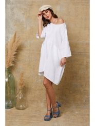 Joséfine Lniana sukienka "Direct" w kolorze białym rozmiar: S. Białe sukienki damskie Joséfine, bez wzorów, ze lnu, bez ramiączek. Za 152.99 zł.