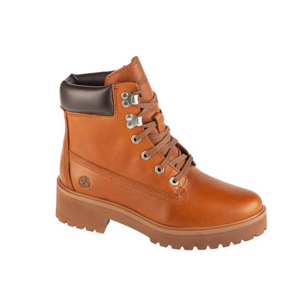 Trapery damskie, Carnaby Cool 6 In Boot. Brązowe trapery damskie Timberland, z gumy, bez zapięcia. Za 699.99 zł.