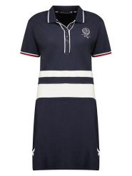 Geographical Norway Sukienka polo "Kyliane" w kolorze granatowo-białym rozmiar: S. Niebieskie sukienki damskie Geographical Norway, bez wzorów, bez ramiączek. Za 75.34 zł.