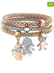 MENTHE À L'O Bransoletki (3 szt.) z kryształami rozmiar: onesize. Czerwone bransoletki damskie MENTHE À L'O, ze stali. Za 139.95 zł.