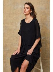 Fleur de Lin Sukienka "Dilla" w kolorze czarnym rozmiar: XL. Czarne sukienki damskie Fleur de Lin, bez wzorów, z bawełny, bez ramiączek. Za 215.21 zł.