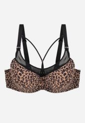 Ciemnobeżowy Biustonosz z Ozdobną Siateczką i Paseczkami przy Dekolcie Anesa. Brązowe biustonosze Born2be, bez wzorów. Za 49.99 zł.