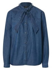 More & More Bluzka dżinsowa w kolorze granatowym rozmiar: 38. Niebieskie bluzki damskie More & More, bez wzorów, bez kołnierzyka, bez ramiączek. Za 178.79 zł.