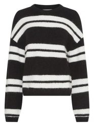 MOSS COPENHAGEN Sweter w kolorze czarno-białym rozmiar: S/M. Białe swetry klasyczne damskie Moss Copenhagen, m, bez kołnierzyka. Za 219.45 zł.