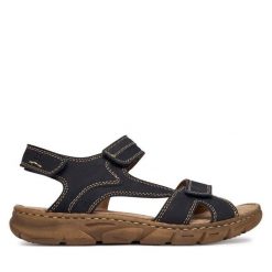 Sandały Josef Seibel. Niebieskie sandały damskie Josef Seibel, bez wzorów, bez obcasa, na płaskiej podeszwie, bez zapięcia. Za 359.99 zł.