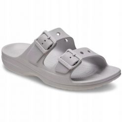 Klapki Dla Dorosłych Crocs Saturday Sandal. Szare klapki damskie Crocs, bez wzorów, z materiału, bez obcasa, bez zapięcia. Za 199.99 zł.