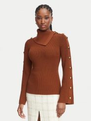 Elisabetta Franchi Golf MK-03S-66E2-V420 Brązowy Slim Fit. Brązowe golfy damskie Elisabetta Franchi, s, bez wzorów, z wiskozy, bez ramiączek. Za 1,799.00 zł.