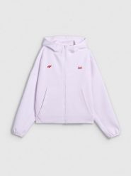 4F Bluza dresowa regular z kapturem damska - biała XS. Białe bluzy damskie 4F, xs, bez wzorów, z dresówki. Za 199.99 zł.