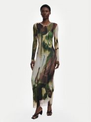Desigual Sukienka codzienna Godiva 25WWVK41 Zielony Slim Fit. Zielone sukienki damskie Desigual, bez wzorów, z syntetyku, bez ramiączek. Za 599.99 zł.
