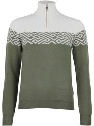 Peak Mountain Sweter "Akar" w kolorze oliwkowo-białym rozmiar: L. Brązowe swetry klasyczne damskie Peak Mountain, l, bez kołnierzyka. Za 217.99 zł.