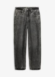 Jeansy o kroju balonowym, średni stan, super soft, cropped. Szare jeansy damskie bonprix. Za 159.99 zł.