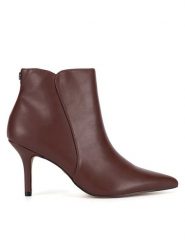 Nine West Botki WFA2784-1 Brązowy. Brązowe botki damskie Nine West, z materiału, bez obcasa, na szpilce, bez zapięcia. Za 259.99 zł.