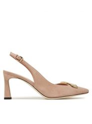 Pollini Sandały SA10017C1MTA0122 Beżowy. Brązowe sandały damskie Pollini, bez wzorów, ze skóry, bez obcasa, na słupku, bez zapięcia. Za 1,019.00 zł.