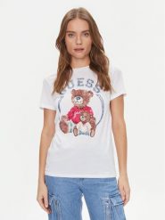 Guess T-Shirt W4RI86 K9SN1 Biały Regular Fit. Białe t-shirty damskie Guess, xs, z aplikacjami, z bawełny, bez kołnierzyka. Za 129.99 zł.