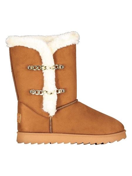 Geographical Norway Kozaki zimowe "Ovassion" w kolorze jasnobrązowym rozmiar: 37. Brązowe kozaki damskie Geographical Norway, na zimę, z futra, bez obcasa, bez zapięcia. Za 70.41 zł.