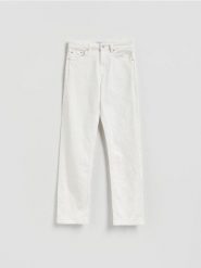 Jeansy straight - biały. Białe jeansy damskie Reserved. Za 129.99 zł.