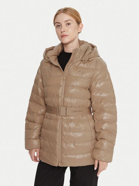 Calvin Klein Kurtka zimowa LV044D542G Beżowy Regular Fit. Brązowe kurtki damskie Calvin Klein, na zimę, m, bez wzorów, z syntetyku, bez kaptura. Za 689.99 zł.