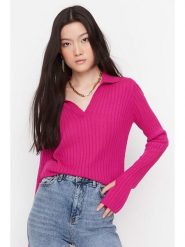 Trendyol Sweter w kolorze różowym rozmiar: S. Różowe swetry klasyczne damskie Trendyol, s, prążkowane, bez kołnierzyka. Za 52.99 zł.