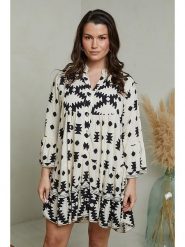 Curvy Lady Sukienka w kolorze biało-czarnym rozmiar: 44/46. Białe sukienki damskie Curvy Lady, bez wzorów, z wiskozy, klasyczne, bez ramiączek. Za 109.78 zł.