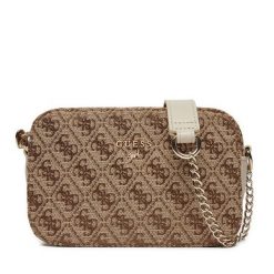 Torebka Guess. Brązowe listonoszki damskie Guess, z aplikacjami, bez dodatków. Za 199.99 zł.